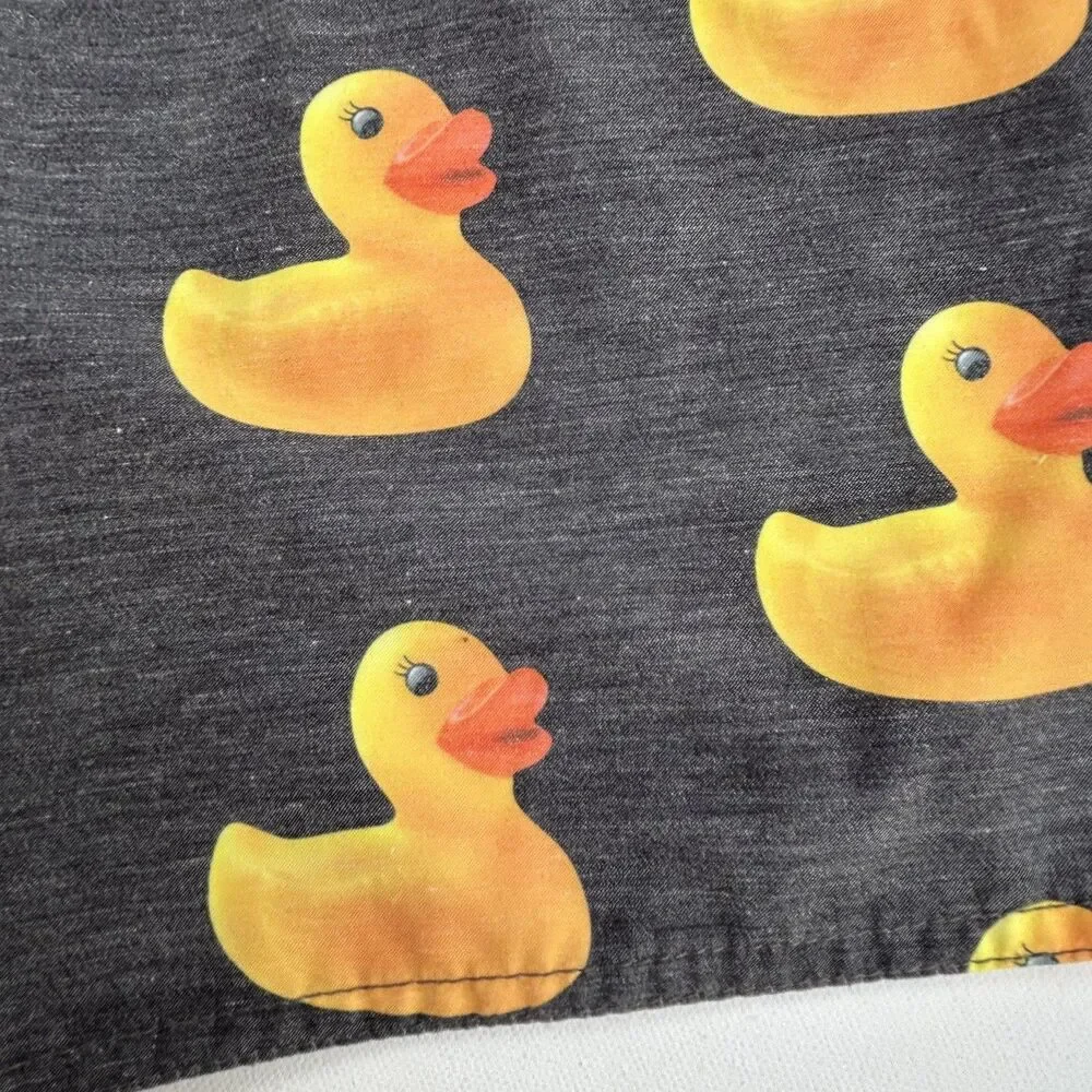 Neff Rubber Duck Print Quick Dry Trunks Swim Shorts Summer Fun Mens Small Gray